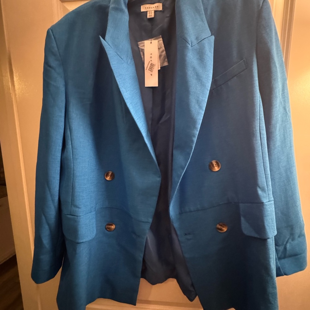 Nordstrom Topshop Vibrant Blue Double-Breasted Blazer